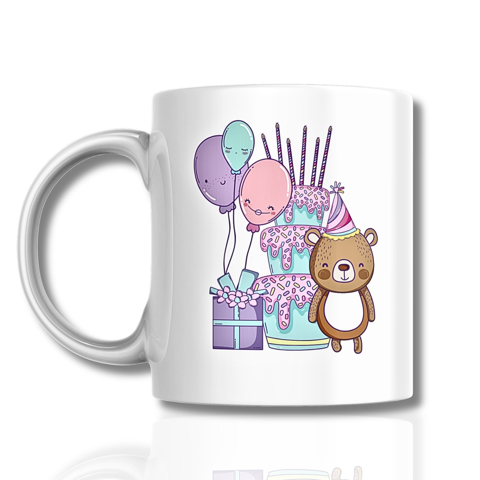 Teddy Wishes Birthday Ceramic Mug Front - Sadhya Mart