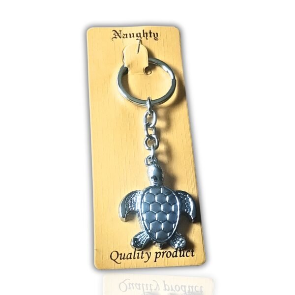 Silver Tortoise Keychain Front - Sadhya Mart