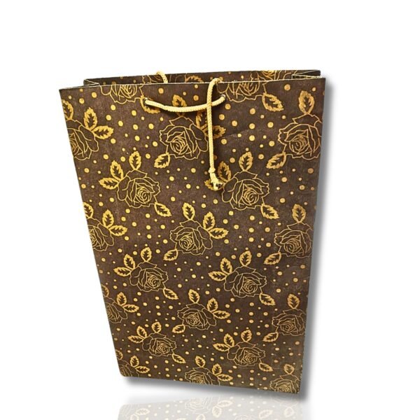 Premium Rose Print Brown Paper Bag- Sadhya Mart (1)